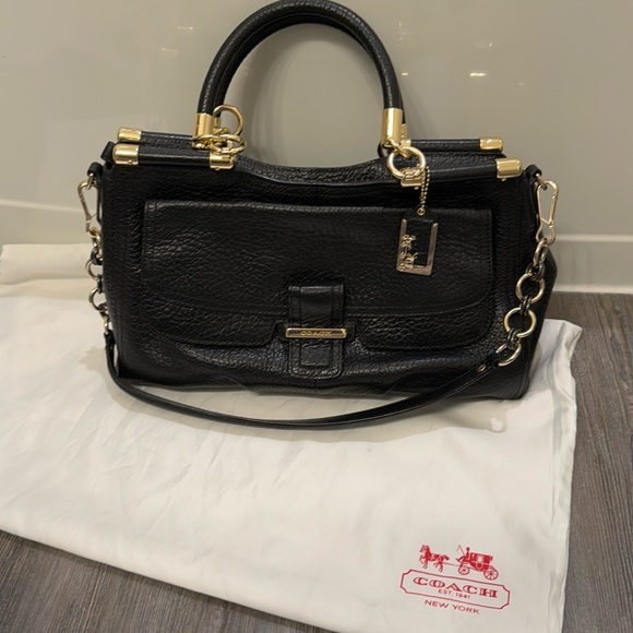Coach Madison Handbag with Pebbled Black Leather - Picture 2 of 12